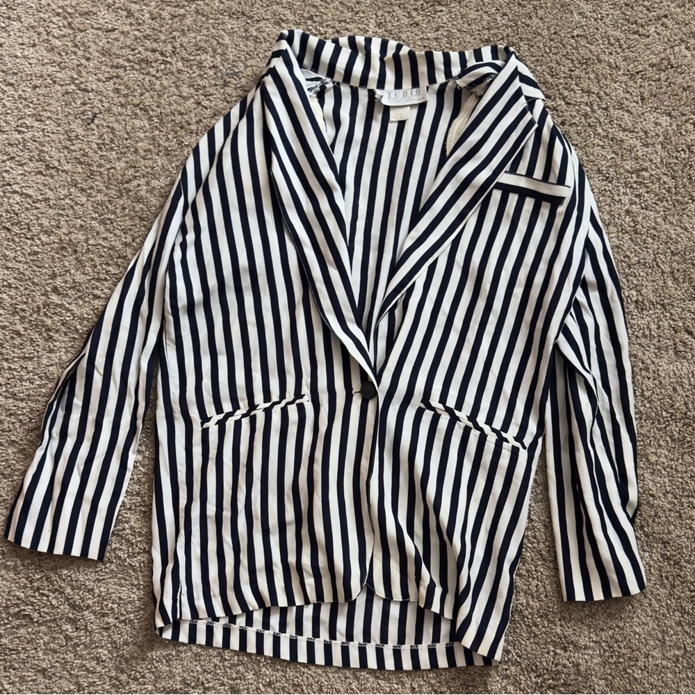 Michelle Stuart Black and White Striped Jacket - Picture 4 of 5